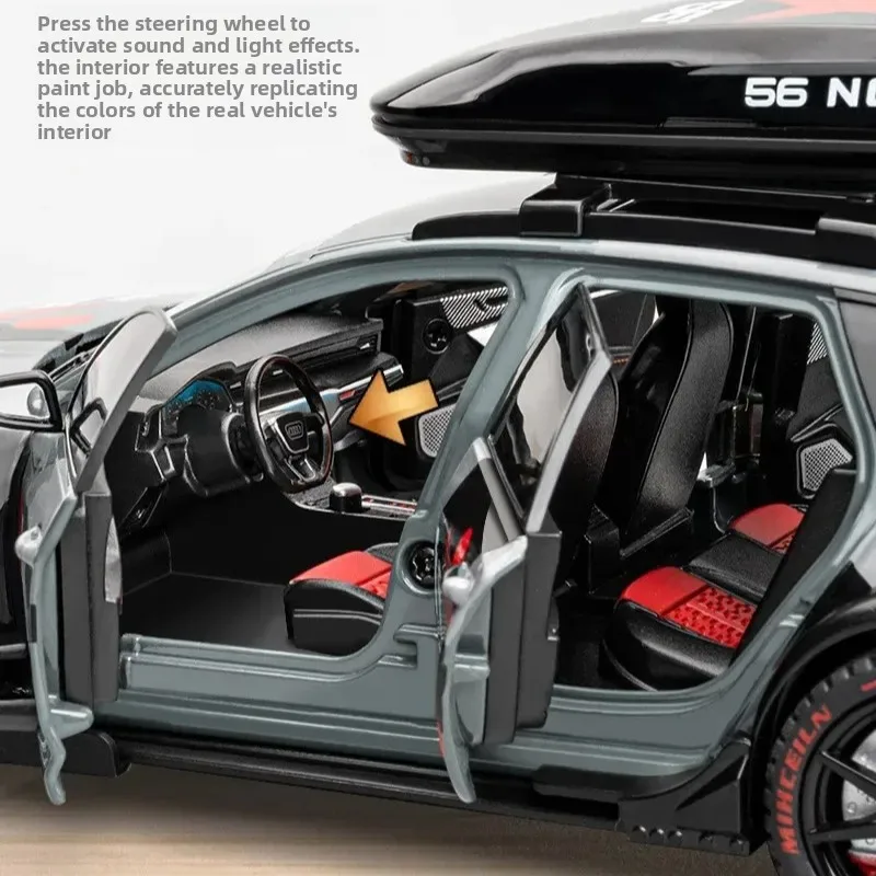 1:24 rs6 versão modificada modelo de carro brinquedos liga diecast com puxar para trás luz & som modelo carros meninos presentes para crianças