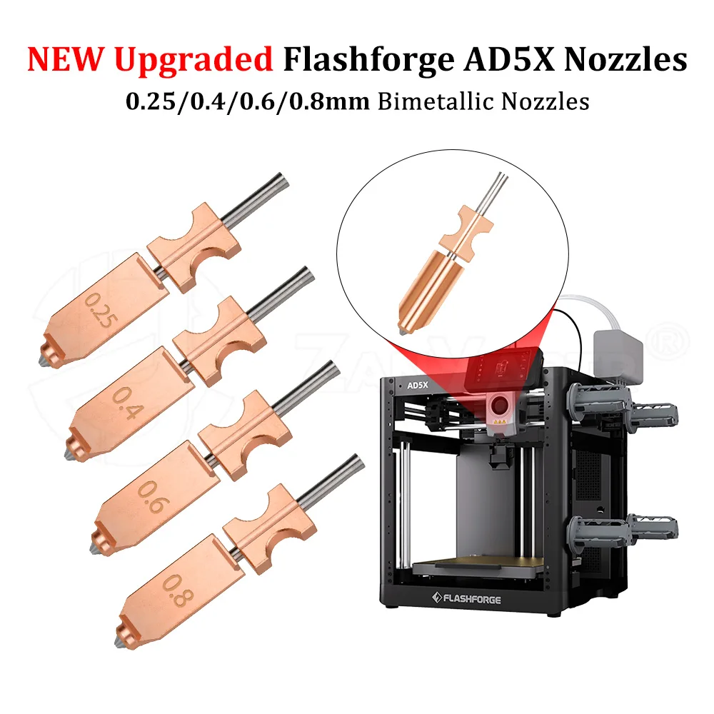 

New Upgraded Integrated Bimetallic Hardened Steel Nozzle For Flashforge AD5X precise extrusion convenient nozzle replacement