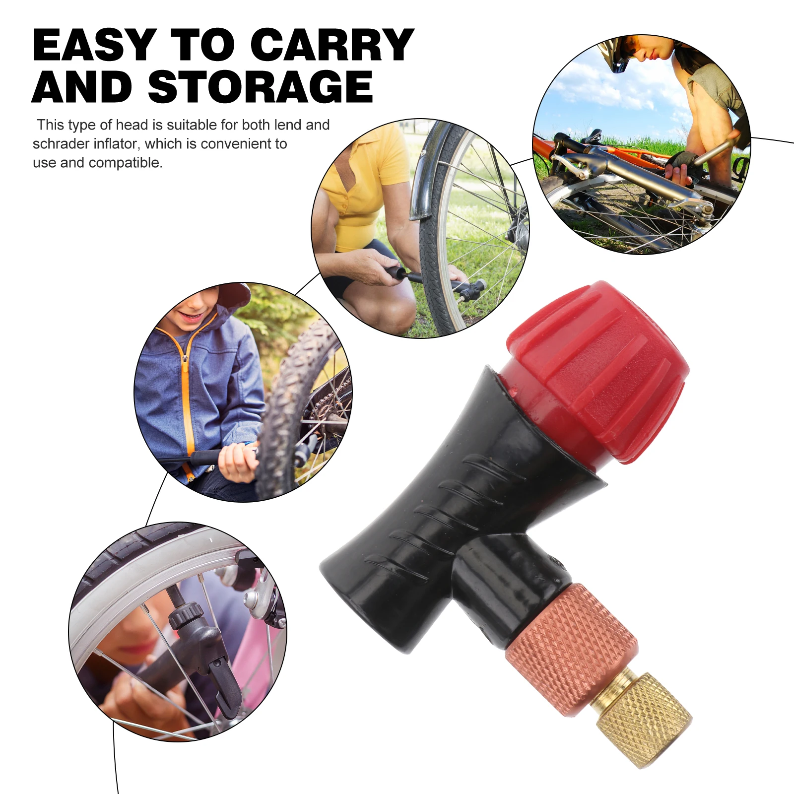

Inflatable Cylinder Head Inflator Valves Portable Nozzles Bike Adapter Pump Bottle