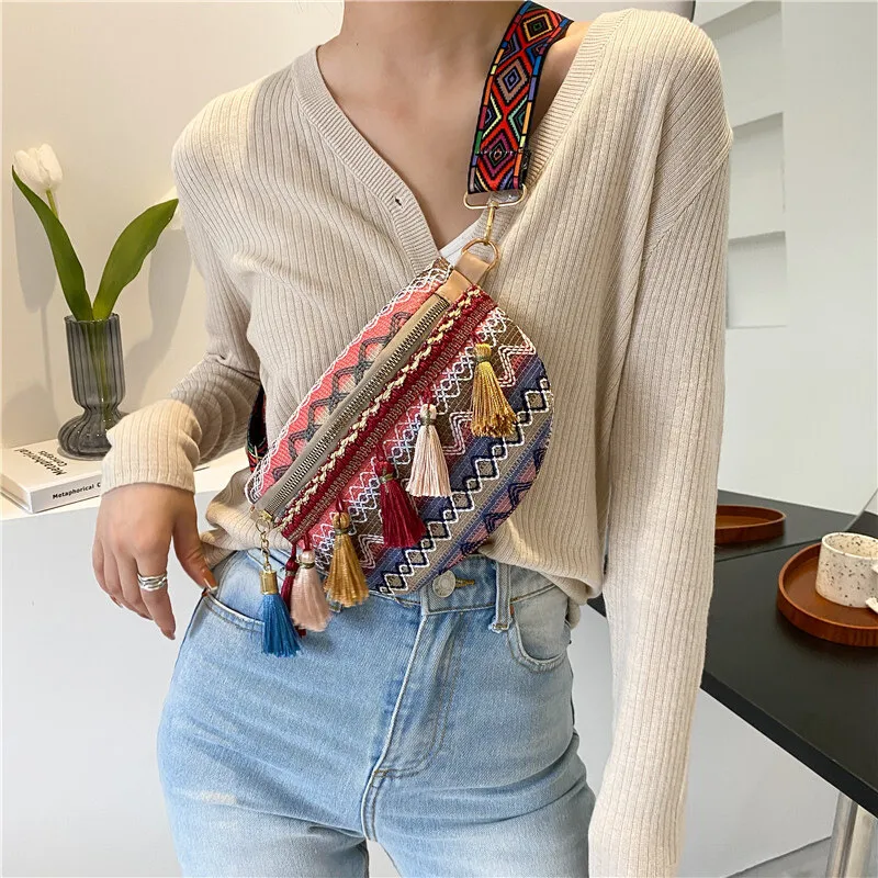 

New Bohemian Crossbody For Women Fashion Tassel Ethnic Style Women's Chest Waist Bag 2025