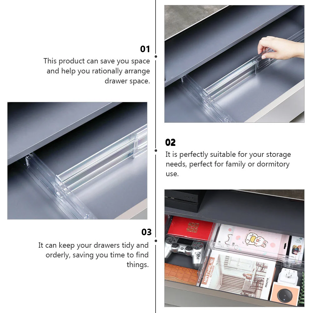 

2Pcs Drawer Sorting Divider Adjustable Flexible Partition Board for Home Organizer Storage Adjustable Drawer Divider