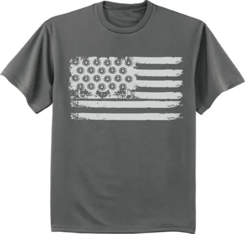 American Flag T-shirt Bullet Holes Decal Mens Graphic Tee