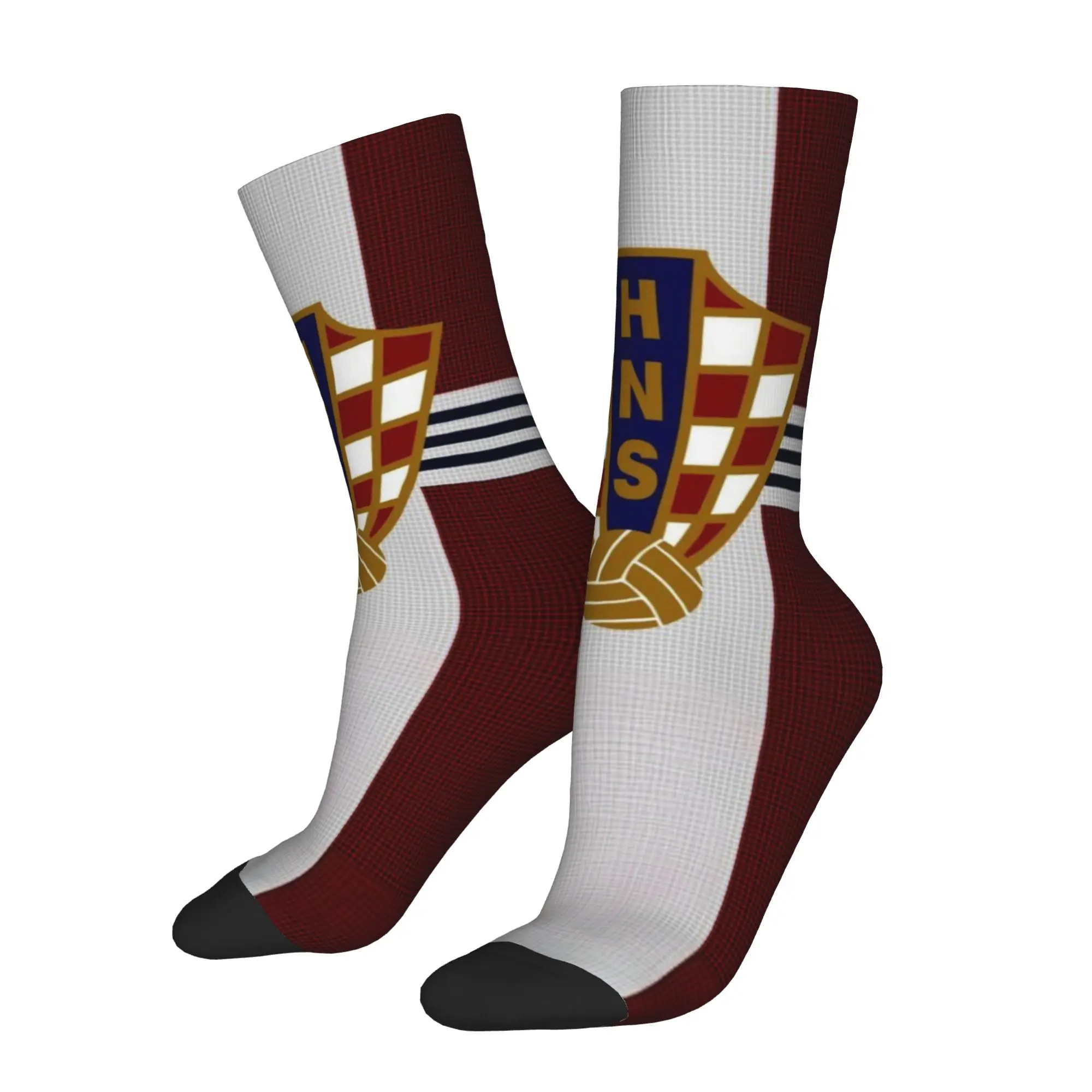Funny Happy Croatia Retro Harajuku  Hip Hop Novelty Seamless Crew Sock Match Day Essentials