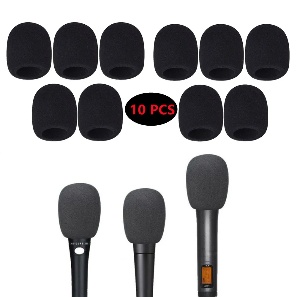 10PCS Thick Handheld Stage Microphone Windscreen Foam Case Cover Karaoke Black Windshied Headset Soft Sponge Replacement