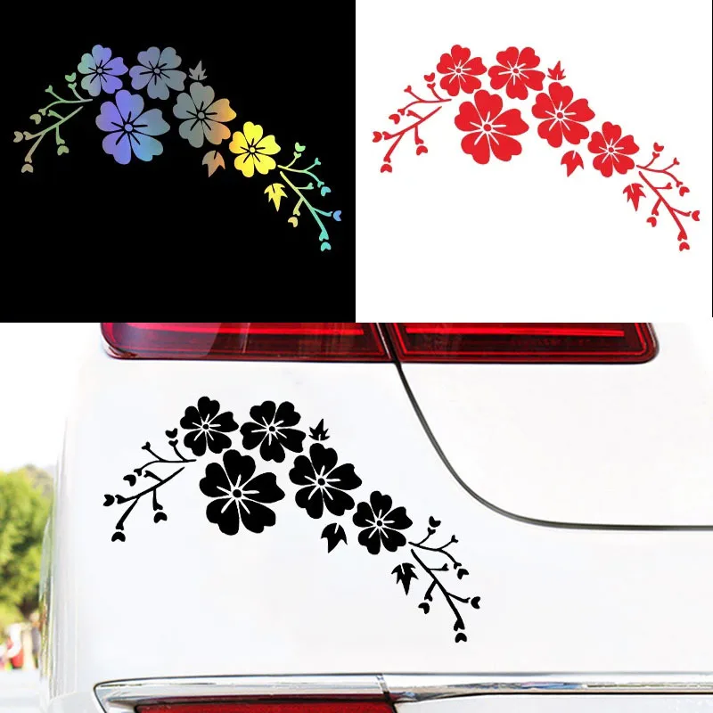 20x12.6cm Hibiscus Flower Car Stickers Vinyl Decal Motorcycle Decorative Accessories Creative Waterproof Decor