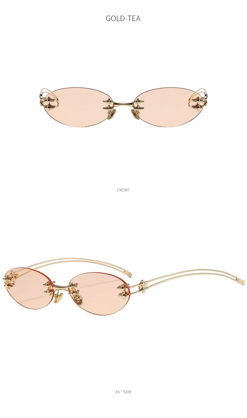 Koreanische Mode-Stil Sonnenbrille für Frauen Ovale Form Randlose Designer Sonnenbrille Frauen Campus Stil Weibliche Sonnenbrille – Detail 11