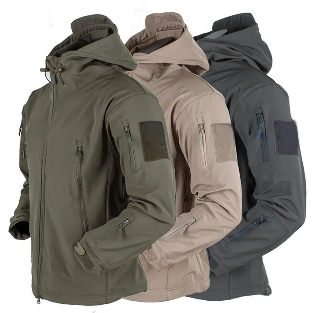 

2025 New Shark Skin Soft Shell Jackets Men Tactical Windproof Waterproof Jacket Men Combat Jackets Mens Hooded Bomber Coats