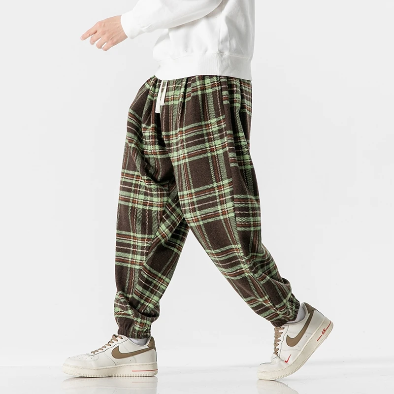 Pantalon de survêtement épais à taille élastique pour homme, style Harajuku, streetwear, sarouel, baggy fjgy