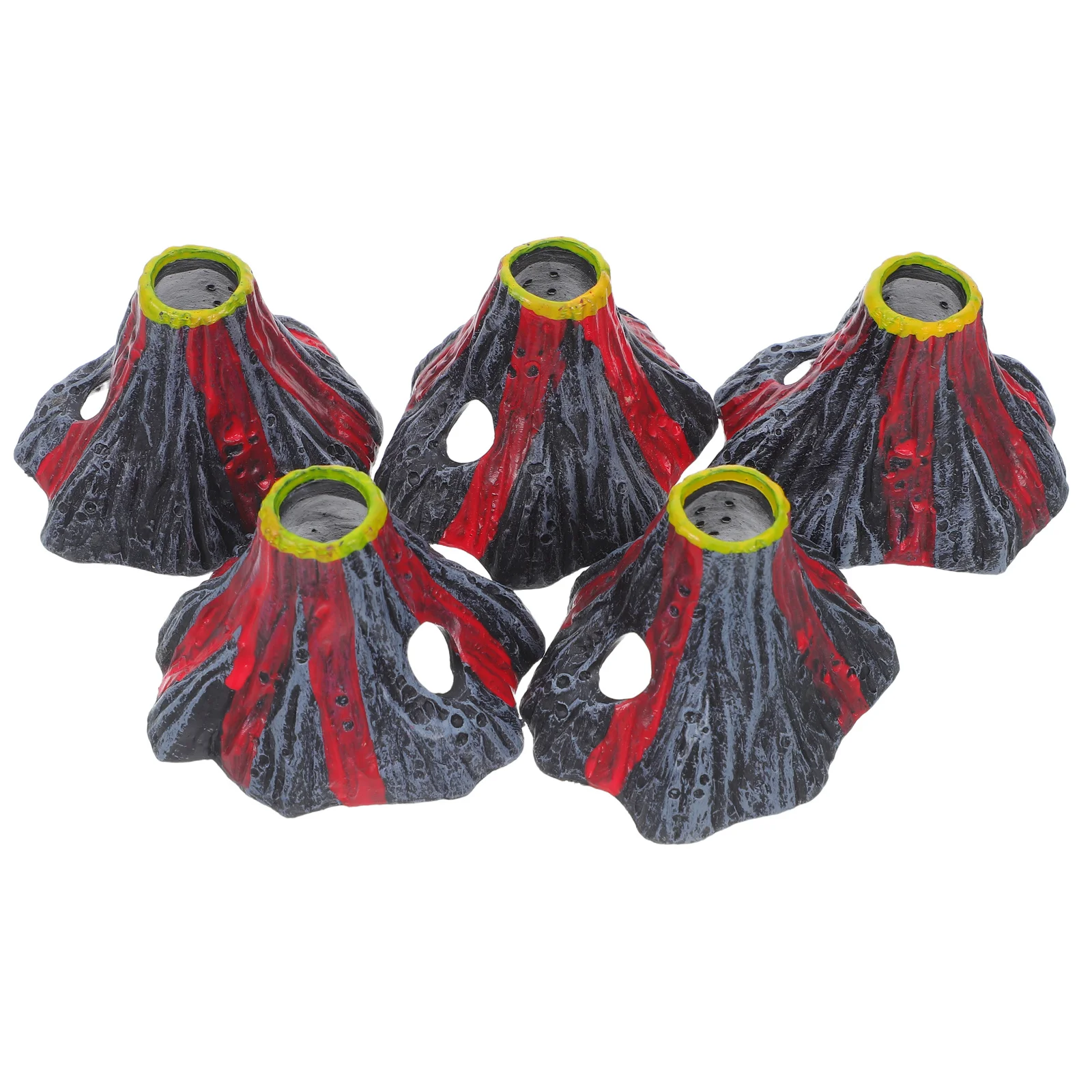 

5Pcs Volcano Fish Tank Decorations Durable Resin Realistic Texture Mini Fake Mountain Easy Maintenance Aquarium Tubing Accessory