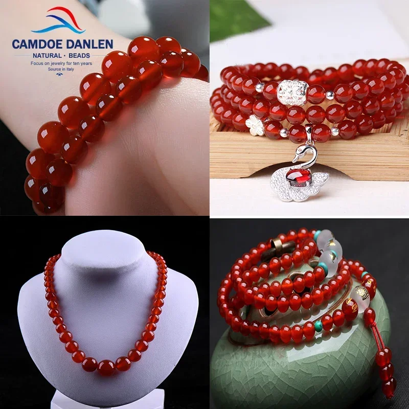 AAA Natural Red Agate Gem Stone Carnelian Round Loose Beads 4-16MM Fit DIY Necklace Beads For Jewelry Making wholesale