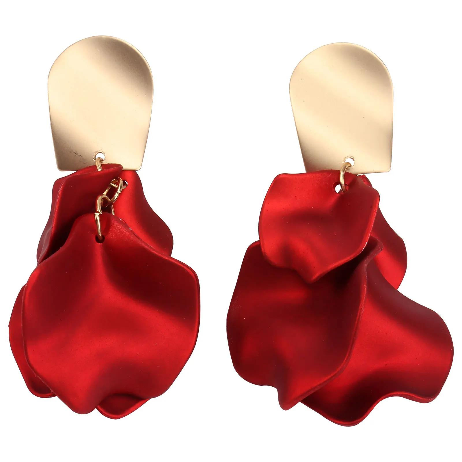 

925 Red Earrings Women Stylish Fashion Accessories Dangling Ear Accessories Petal Pendant Eardrop New Year Red