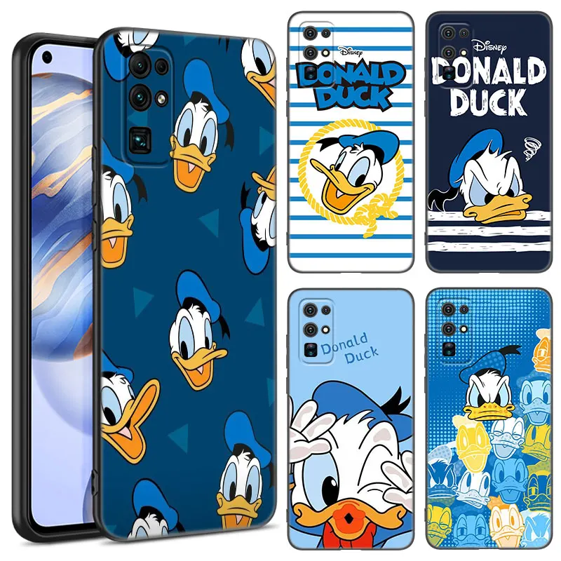 D-donald Duck Black Silicone Phone Case For Honor 70 90 Lite X40 GT X50 i X5 Plus X6A X6S X7A X8A X8B X6 X7 X8 X9 4G X9A X9B 5G