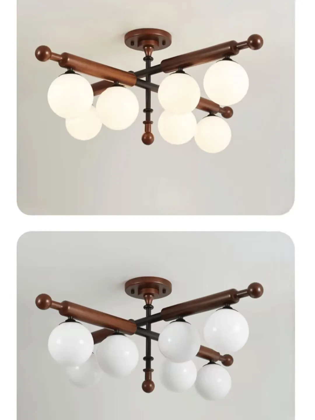 Retro solid wood dining room magic bean pendant lamp, ancient style ceiling lamp for bedrooms and study rooms