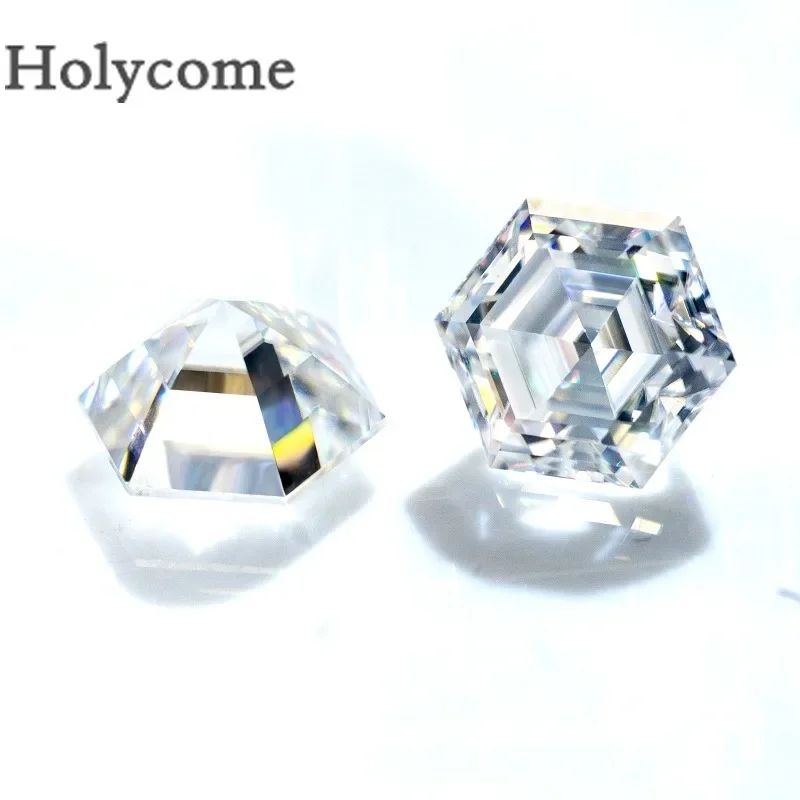 Holycome Moissanite Hexagon Shape D Super White Color Brilliant Cut VVS1 GRA Certificate Wholesale Factory Pass Tester Positive