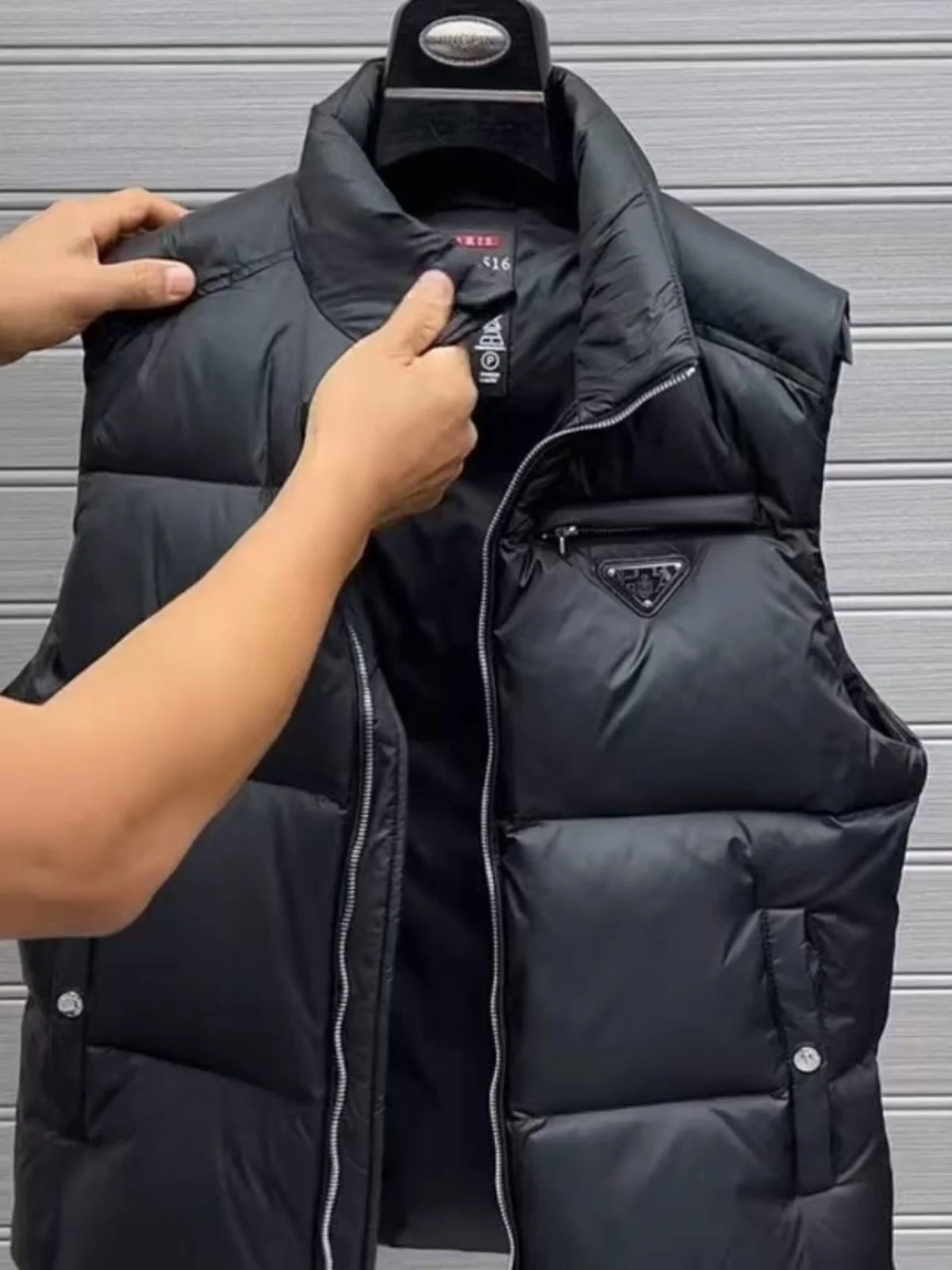 

2024 Winter New Men's Stand Collar Vest oulder Pad Cotton Jaet High Faion Casual Versatile Trendy Sle Stand Fit