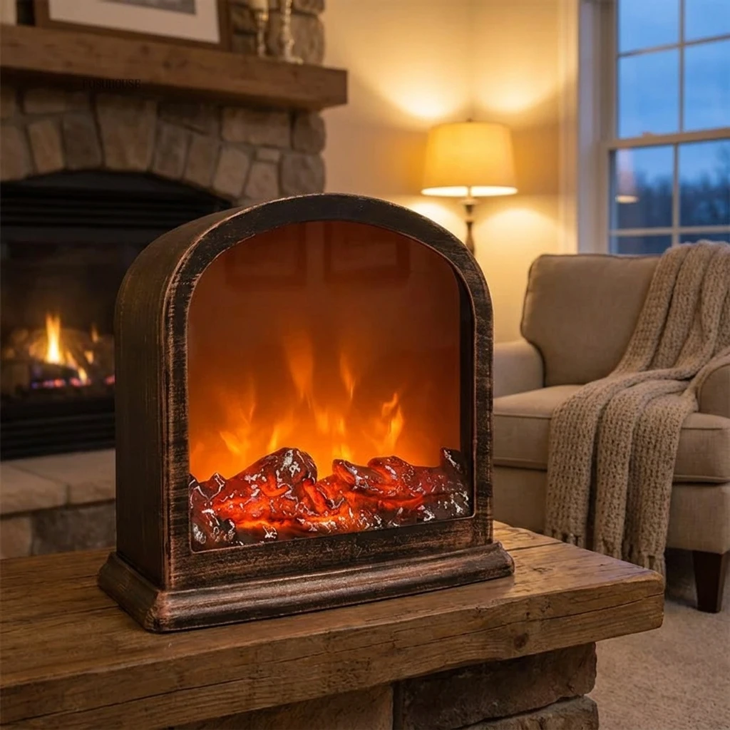 #Nordic Simulation Chimeneas Decoration Indoor Fake Stove Modern Home Decoration Room Ornaments Flame Atmosphere Lamp Warm