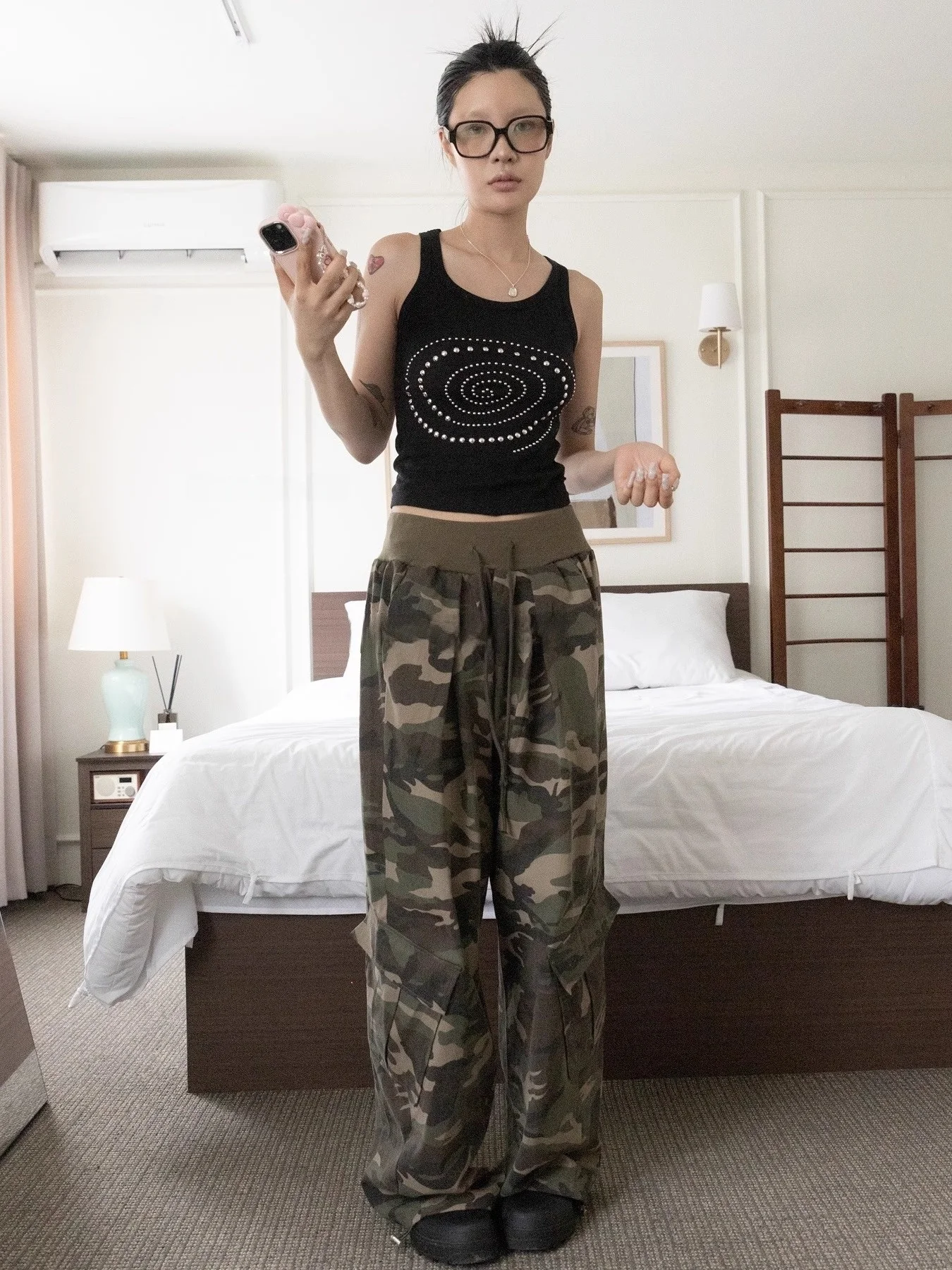 Unikalne letnie spodnie w stylu vintage SEI, amerykańskie spodnie robocze, kamuflażowe, damskie, luźne, z szerokimi nogawkami, długie spodnie dresowe ze sznurkiem, codzienne, proste...