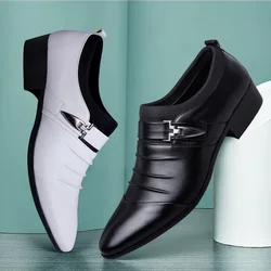 Men's Dress Formal Wedding Shoes   Black Classic Business Casual Men Plus Size Pointed Toe Leather Shoes,