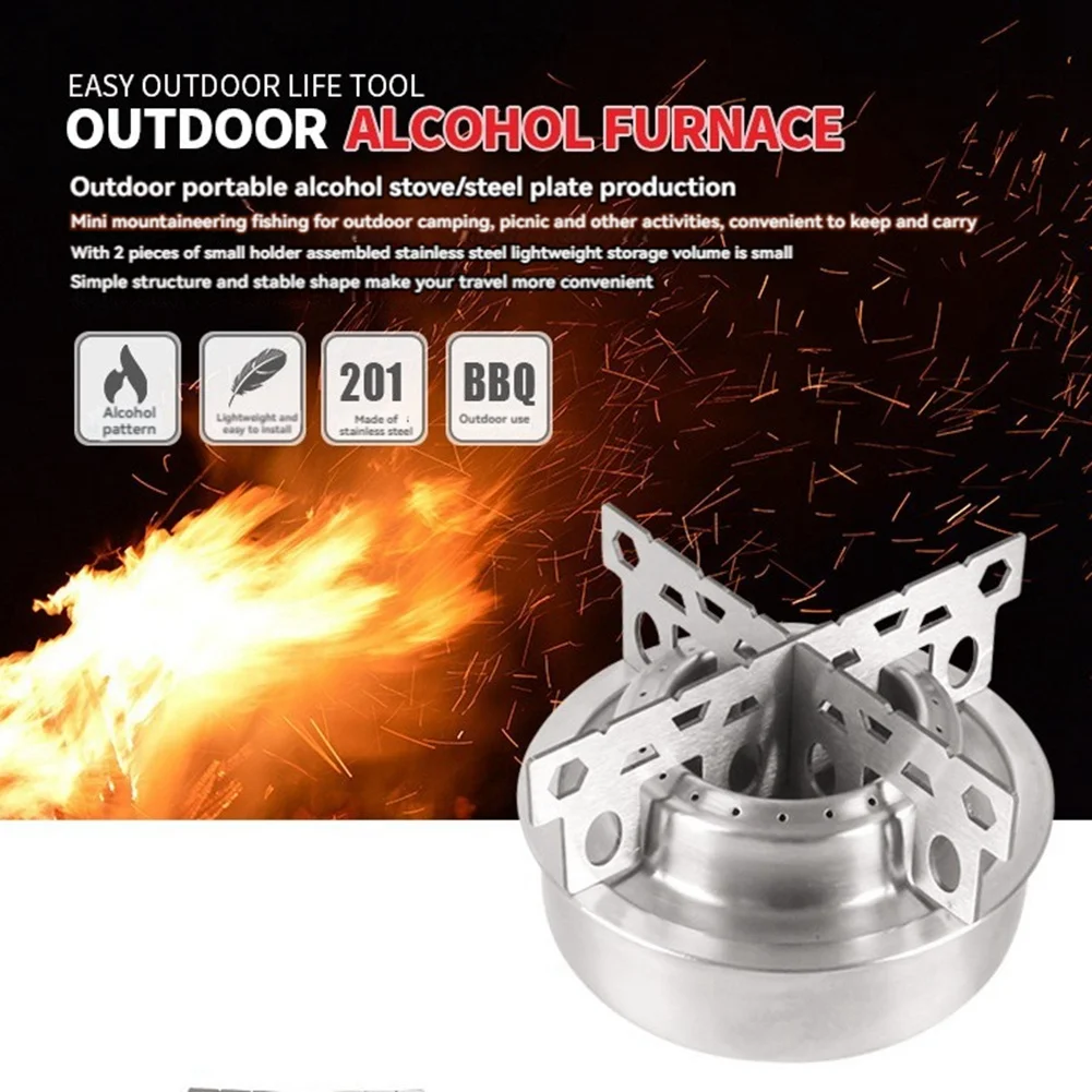 Портативная мини-спиртовая плита с крестами, подставка для плиты, спиртовая горелка для уличного лагеря, походов, походов, приготовления пищи A-ABJQ
