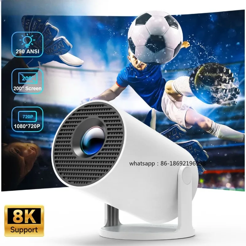 

Проектор HY300 PRO 8K на Android 14 с двойным Wi-Fi 6, 290 ANSI, Allwinner H726, BT5.4, 1080P, 1280*720P для домашнего кинотеатра и улицы