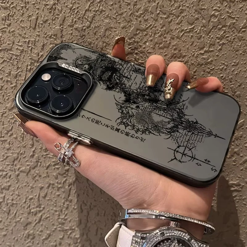 Funda de estilo gótico retro con escultura para iPhone 17 16 15 14 13 12 11 Pro Max Air 16 Plus X XS XR, cubierta trasera mate antigolpes 4