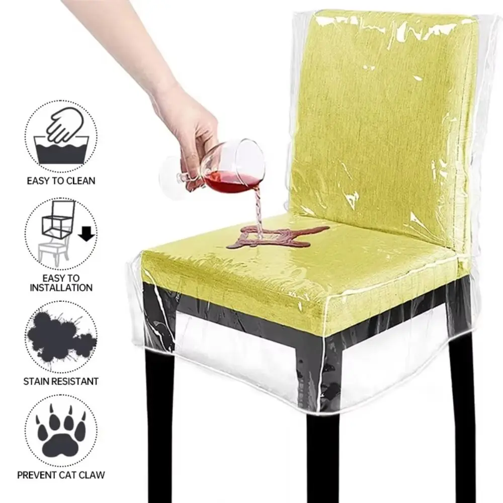 New Transparent Chair Cover Anti Scratch Waterproof Dining Chair Slipcover PVC Chair Dustproof Covers for Home Dining Room