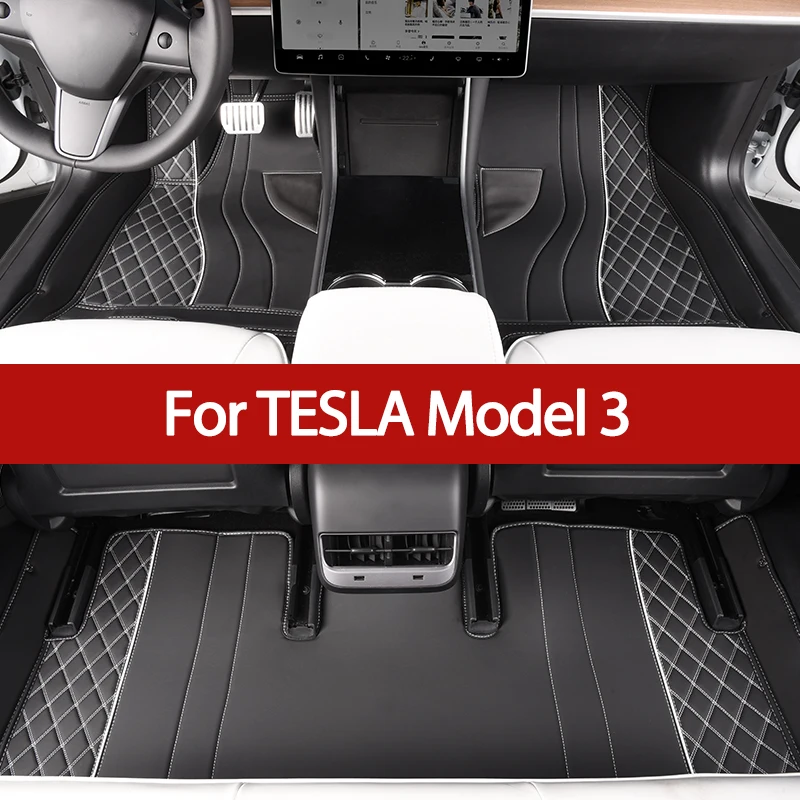 

Custom Car Floor Mats for Tesla Model 3 Front Rear Floor Liner Full Set Four Seasons Waterproof Anti-slip Carpet Car Accessories