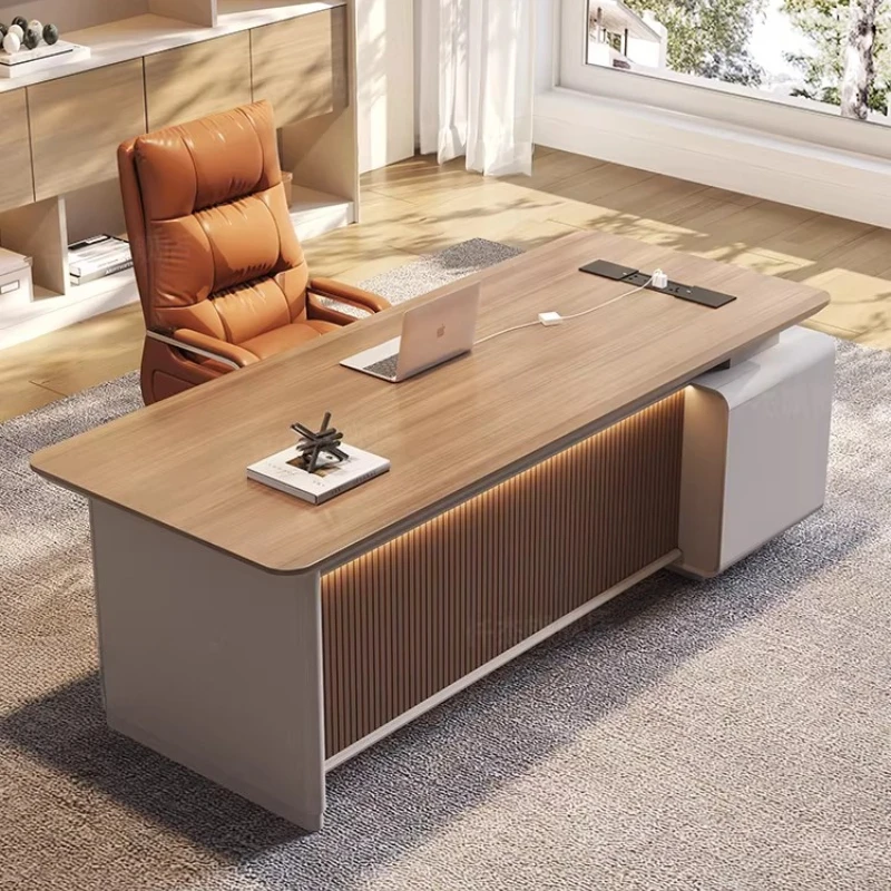 

Wooden Modern Office Desk Aesthetic Crafts Decoration Executive Office Desk Storage Reception Mesas Escritorio Trendy Furniture