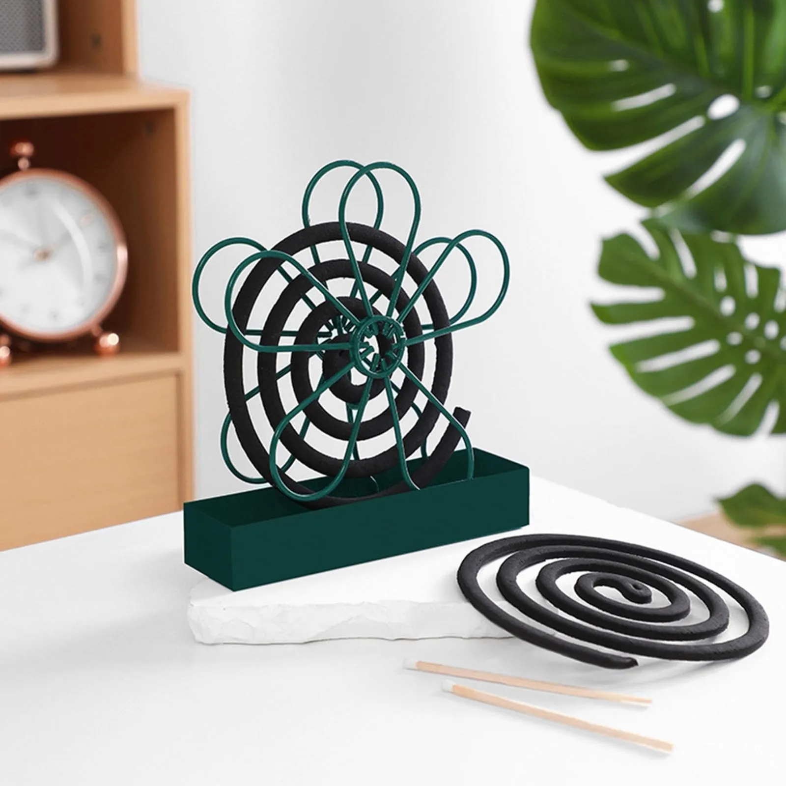 Porte-bobine anti-moustique en fer, avec encens T1, ornements en forme de fleur, répulsif