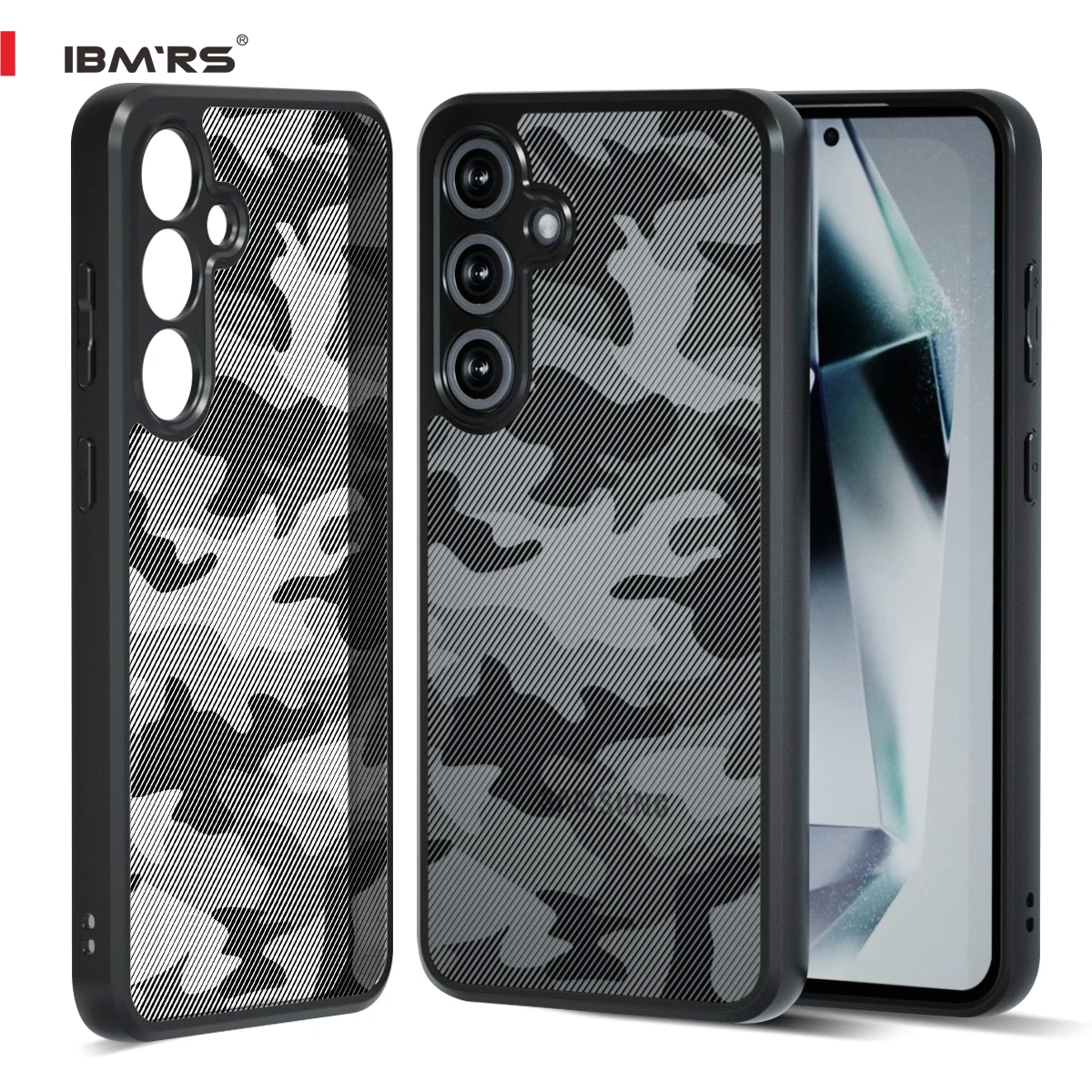 

IBMRS for Samsung Galaxy S24 FE Case,Translucent Matte Back Slim Fit Shockproof Protective Case Cover - Black camo