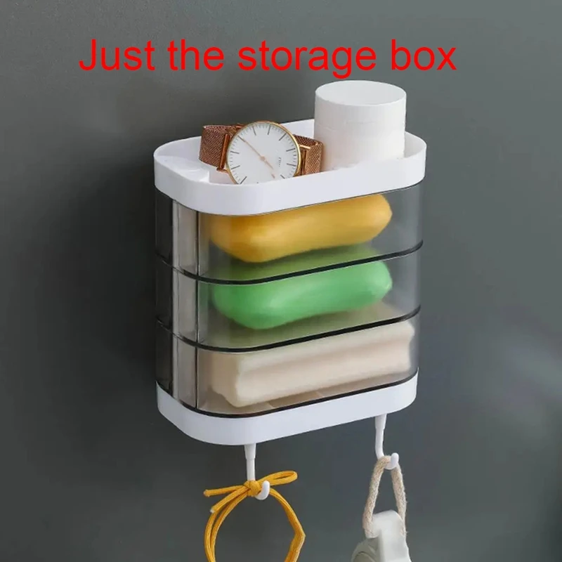 3 Layer Soap Holder Heavy Duty Bathroom Soap Bar Dish Case With Drain Water Wall Mounted Soap Storage Box Bathroom