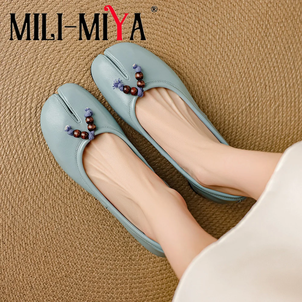

MILI-MIYA Woman Round Clip Toe Genuine Leather Summer Comfy Chunky High Heels Pumps 2025 Fashion Shallow Dress Wild Footwear