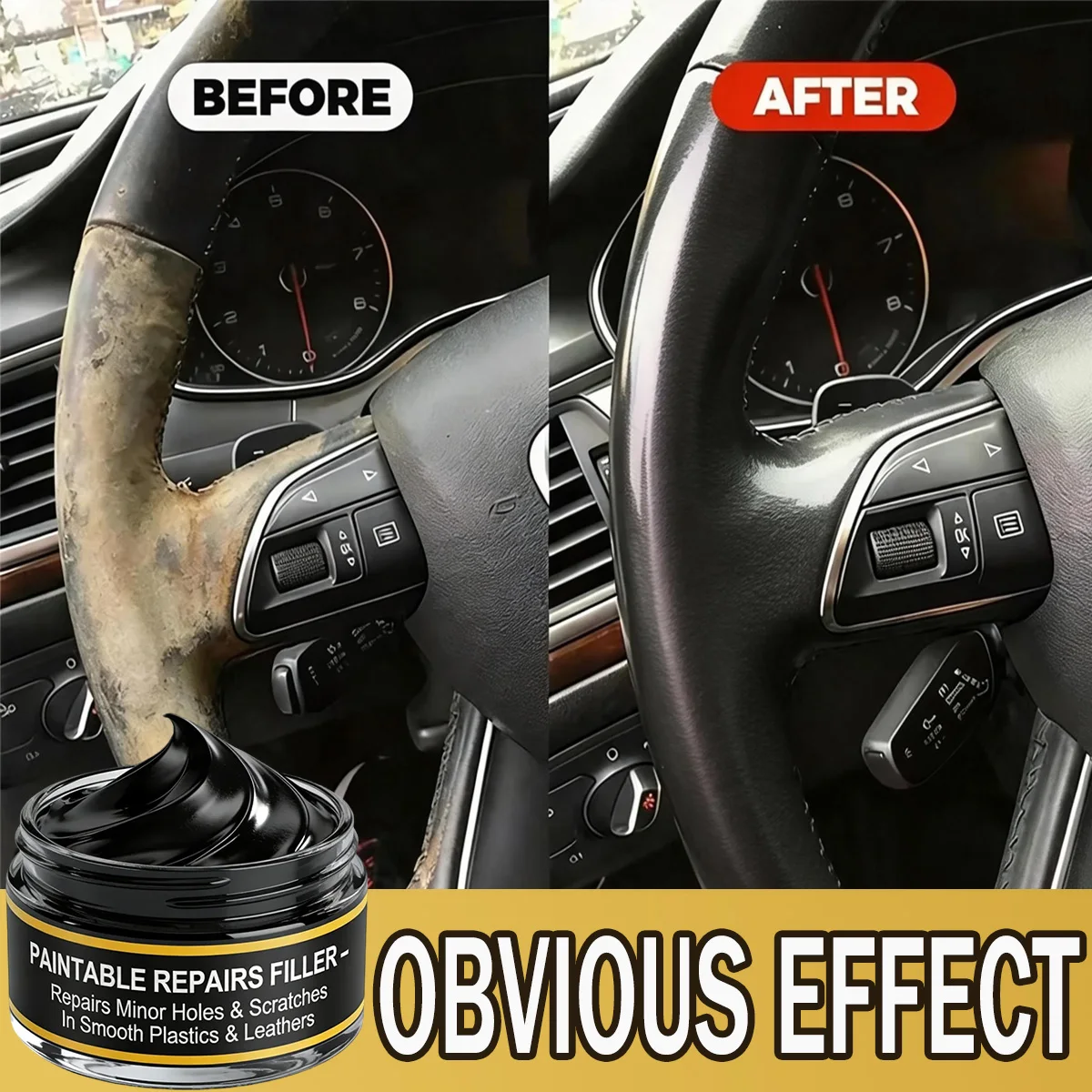 F*/w2‘dl*/-+ Car Leather Plastic Refurbishment Cream Anti-Scratch Repair Wax Auto Interior Seat Steering Wheel Restorer B1267