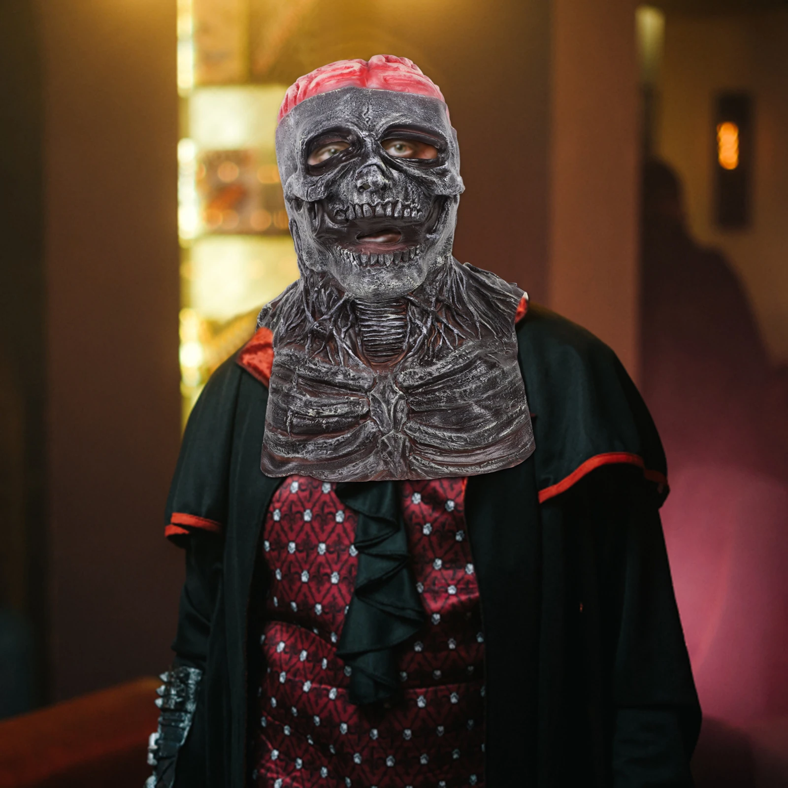 หน้ากากทรงกะโหลก LED สำหรับฮาโลวีน คอสเพลย์ แต่งตัวแฟนซี อุปกรณ์เสริมสำหรับชุดแฟนซี