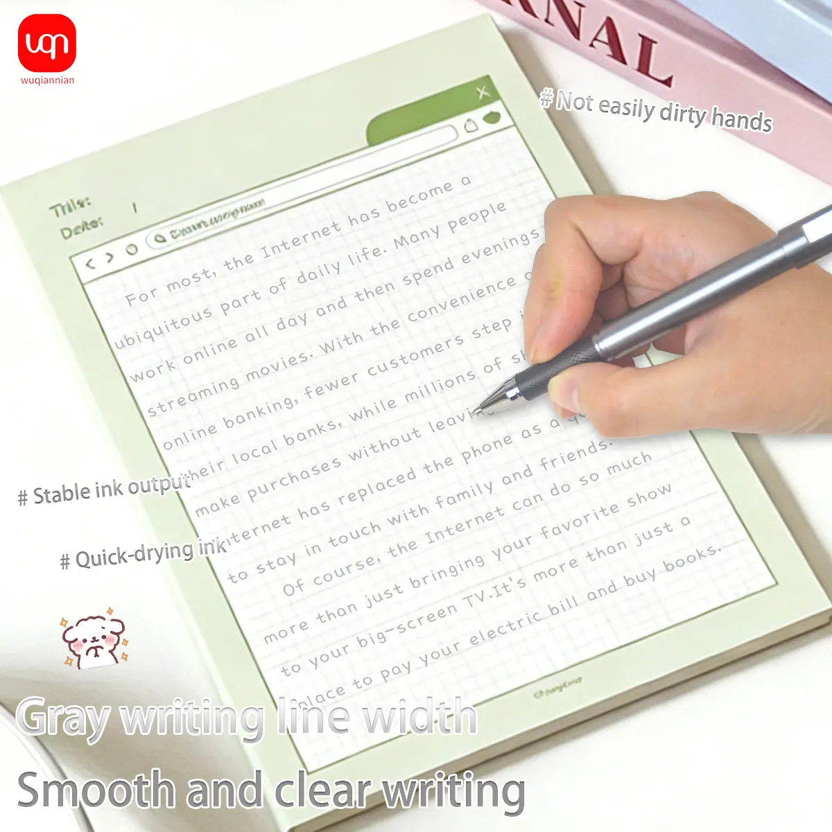 

WQN 4/8/12pcs classic gray carbon neutral pen 0.77mm tip, high-quality ink, durable, for daily writing and handwriting practice,