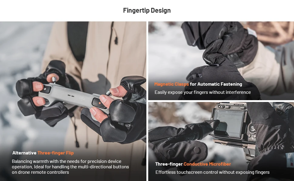PGYTECH Professionelle Fotografie-Handschuhe, rutschfest, langlebig, echtes Leder, Polyesterfaser, 3 m Baumwollmaterial für Fotografen – Detail 5