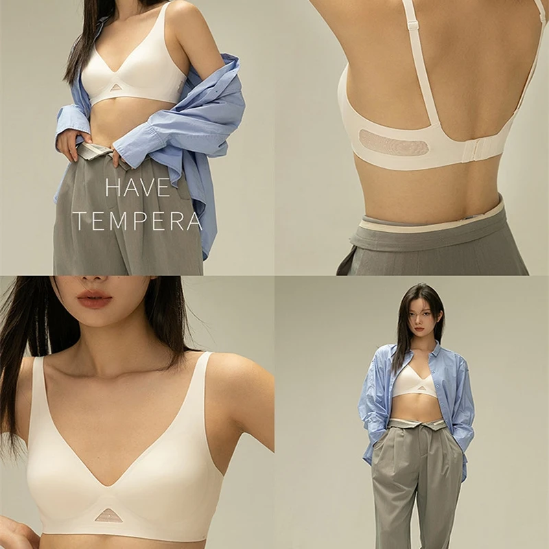 Sujetadores sin costuras para mujer, sujetador sin aros, Bralette de realce, lencería femenina, ropa interior suave, ropa íntima para dormir