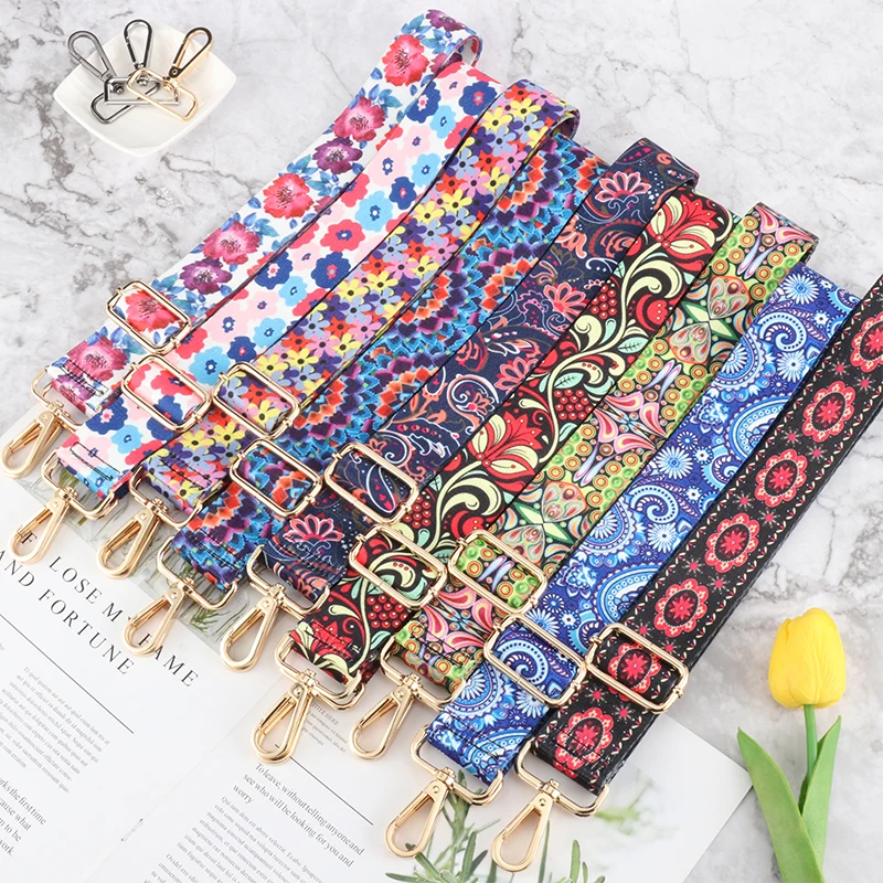 Wide Shoulder Crossbody Bag Strap Fashion Colourful Pattern Belt Replacement Adjustable New Ethnic Style Women Handbag Bag Belt