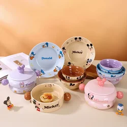 Disney Mickey Minnie Series stoviglie in ceramica Kawaii Cartoon Donald Duck Daisy New Home ciotole e set di stoviglie regalo di compleanno