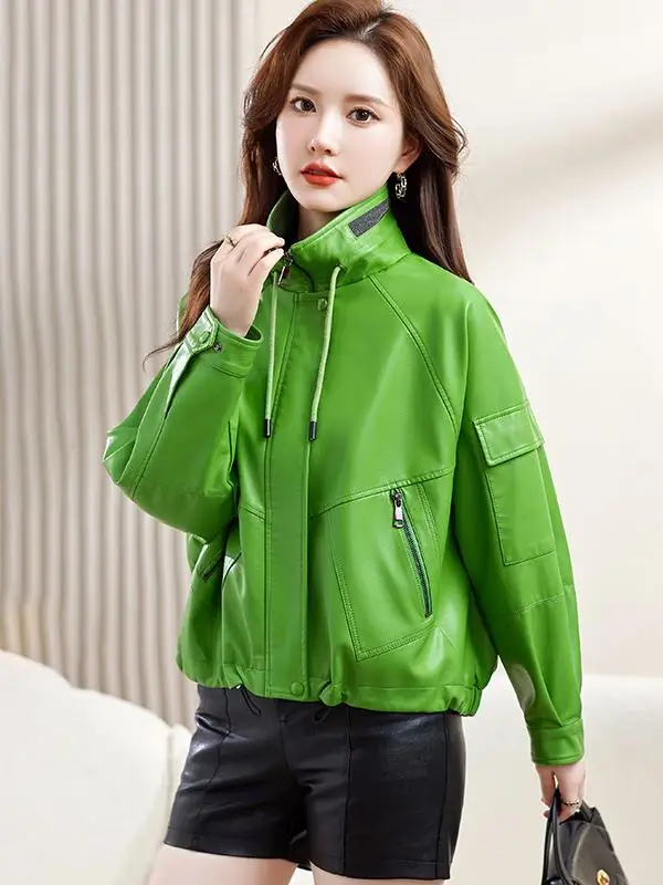 Giacca in Pelle di Pecora con Effetto Snellente, Vestibilità Comoda, Versatile, Stile Motociclista, Alla Moda per il Pendolarismo