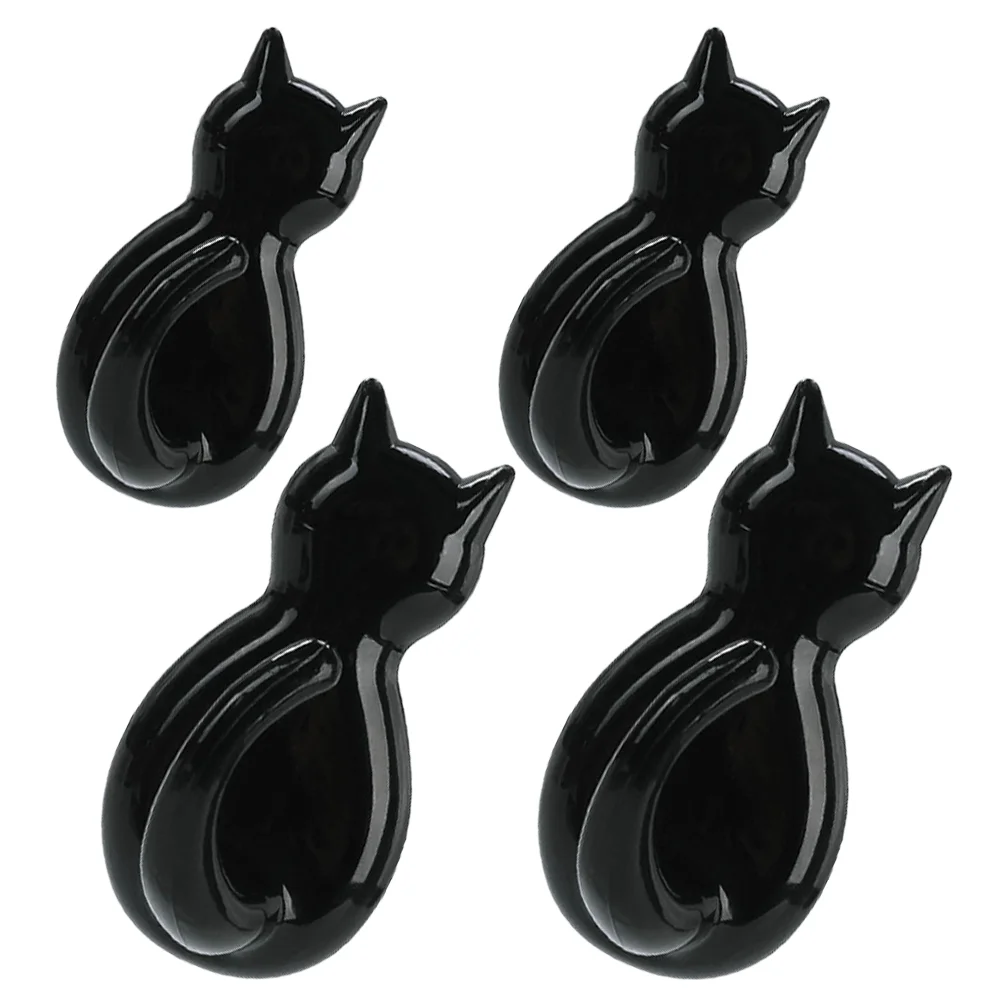 

4 PCS Cat Tail Hook Shaped Key Bag Towel Wall Mounted Coat Hanger Hooks Storage Plastic No Trace Lovely