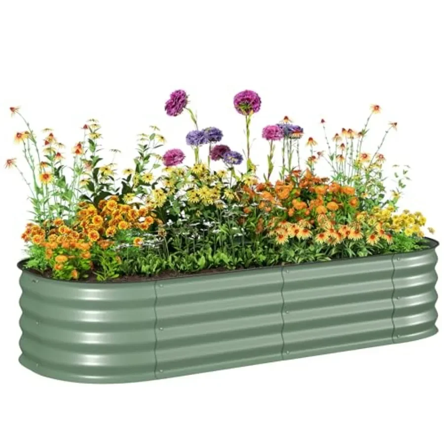 

5' x 2' x 1' Galvanized Raised Garden Bed Kit Outdoor Metal Elevated Planter Box with Safety Edging Easy DIY Stock Tank for Gro