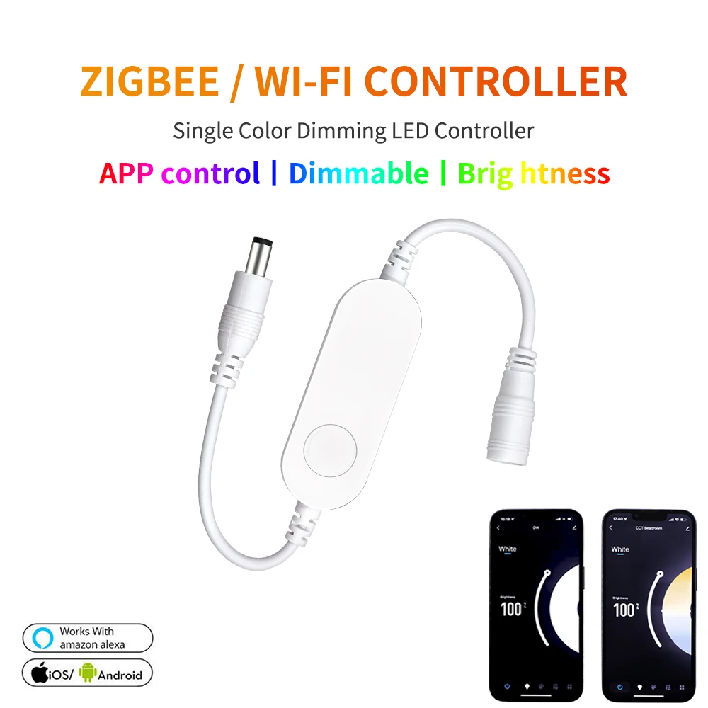 Zigbee Wifi LED Controller For Single Color CCT RGB LED Strip Dimmer APP Alexa Google Assistant Voice Control DC 5V 12V 24V