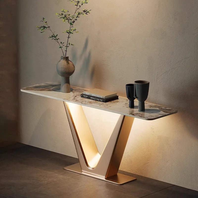 ye-Modern Console Table Minimalist High Quality Metal Legs Designer Console Tables Glamour Premium Meuble Salon Furniture^
