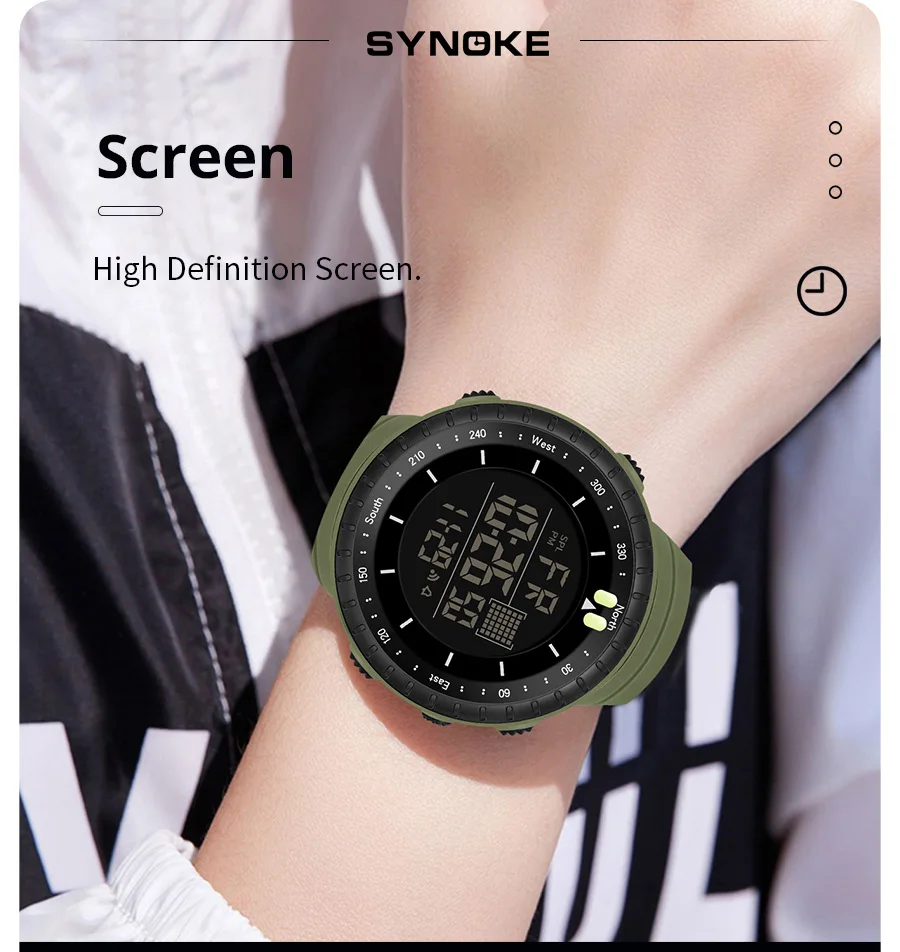 SYNOKE Outdoor Militär Digitale Uhr Für Männer Mode Retro Männer Uhr Sport Wasserdichte Männer Uhr Multifunktionale Schöne Männer – Detail 6