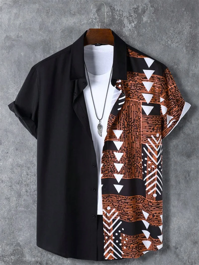 2025 Hawaiian Shirt Men's Fashion Short Sleeve Hawaiian Shirt Retro Beach Shirt Men's Shirt Ethnic Street