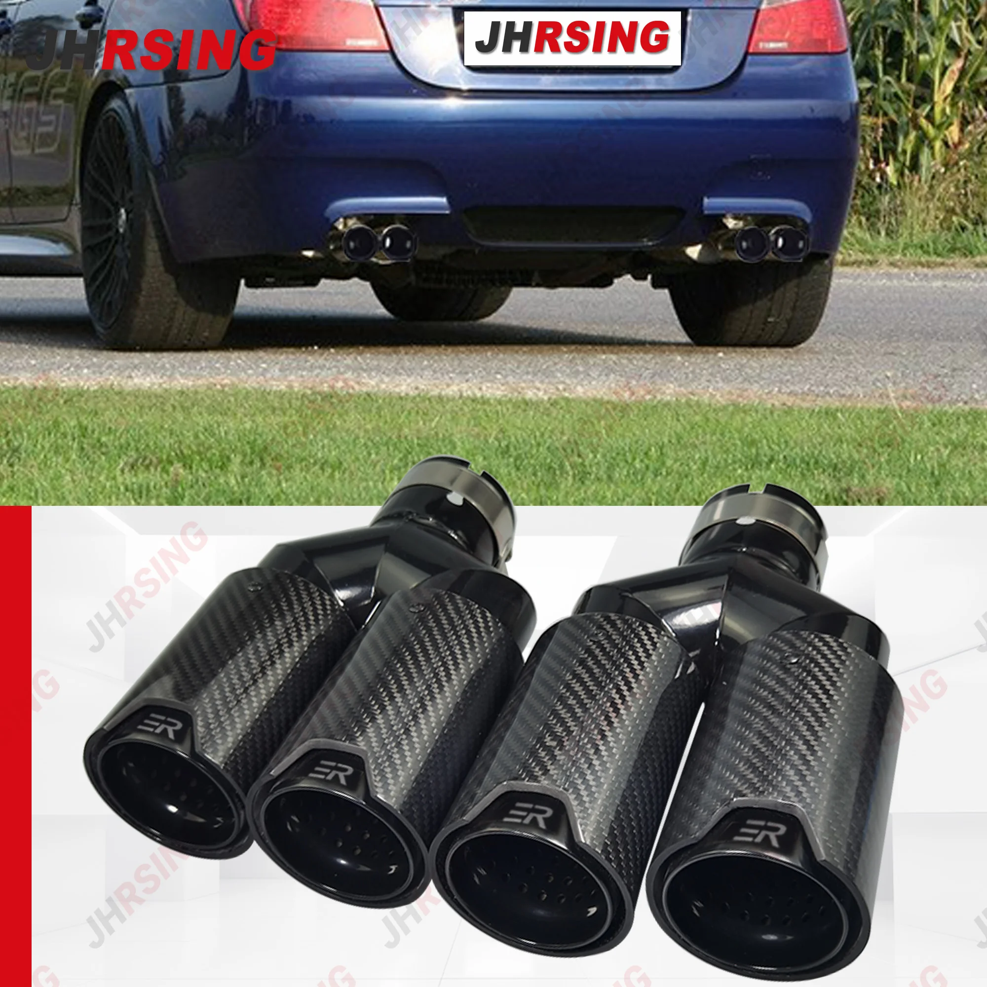 

1Pcs Carbon Fiber Exhaust tips car accessories Double Outlet for BMW Universal Stainless Steel Muffler Modify