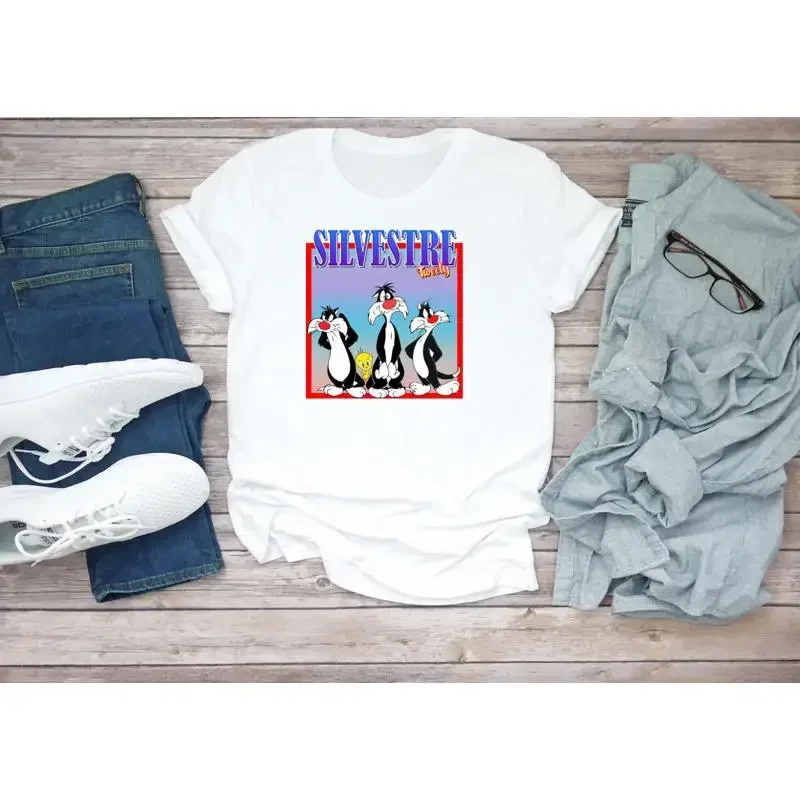 Famous Character Silvestre Figure White Black Men's T Shirt H114