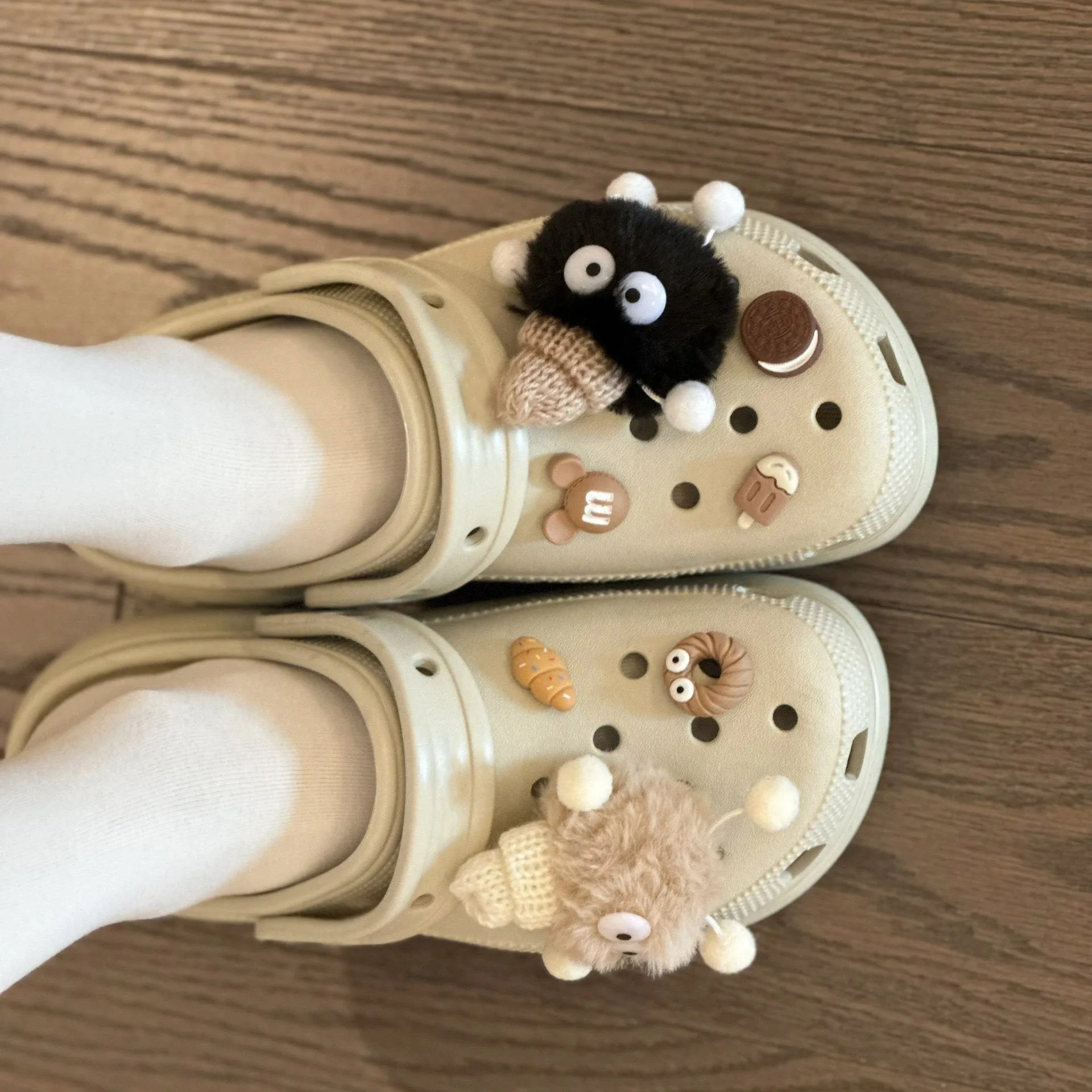 Cute 3D Fashion Hairball Genie Shoe Charms for Clogs Accessories DIY Slide Sandals Shoe Decoration Buckle Pins Kids Gifts image 3