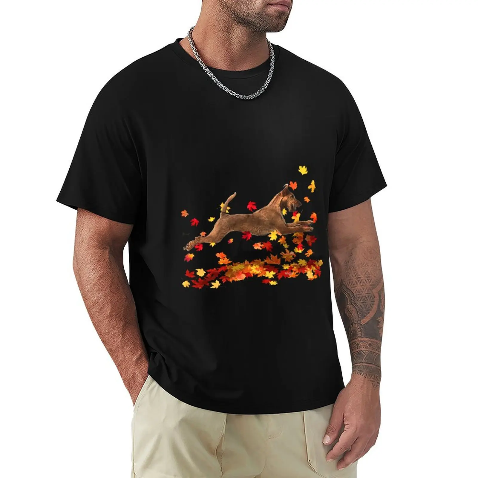 

Irish Terrier in the Leaves T-Shirt essential t shirt boys animal print Anime t-shirt kawaii clothes men tshirt